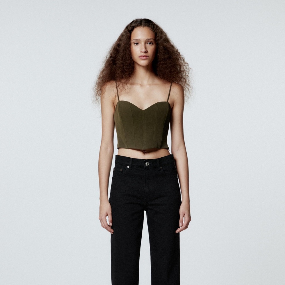 Zara corset top brown khaki M